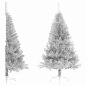 vidaXL Artificial Half Christmas Tree with Stand Silver 120 cm PET