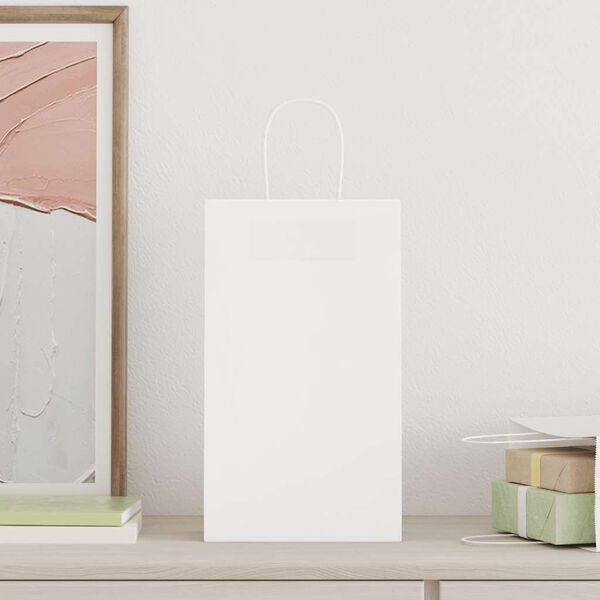 vidaXL Paper Bags 250 pcs with Handles White 21x11x36 cm