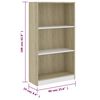 vidaXL 3-Tier Book Cabinet White&Sonoma Oak 60x24x109 cm Engineered Wood