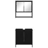 vidaXL Bathroom Furniture Set with Shelf 2 pcs Black Engineered wood