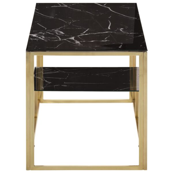 vidaXL Coffee Table Gold Stainless Steel and Tempered Glass