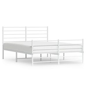 vidaXL Metal Bed Frame without Mattress with Footboard White 160x200cm