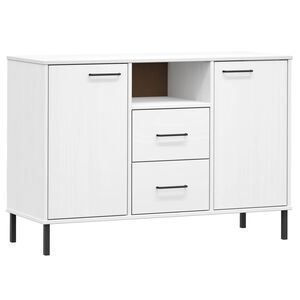 vidaXL Sideboard with Metal Legs White 113x40x77 cm Solid Wood "OSLO