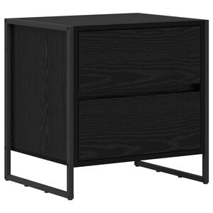 vidaXL Bedside Table Black Oak 50 x 39.5 x 50 cm Engineered Wood