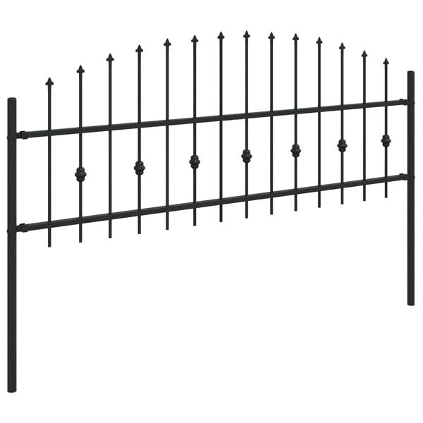 vidaXL Spike Fence Black 200 x 110 cm Powder-Coated Steel