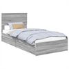vidaXL Storage Bed Grey Sonoma 100 x 200 cm Engineered Wood