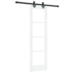 vidaXL Sliding Door White 61 x 198.5 cm Solid Pine Wood and Glass