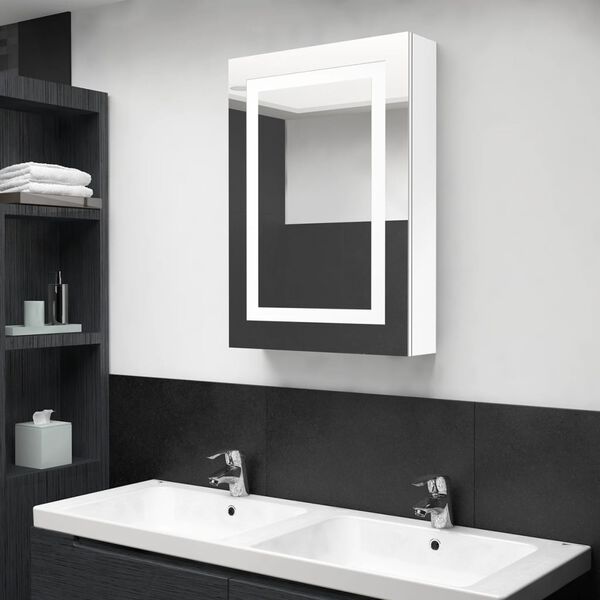 vidaXL LED Bathroom Mirror Cabinet Shining White 50x13x70 cm