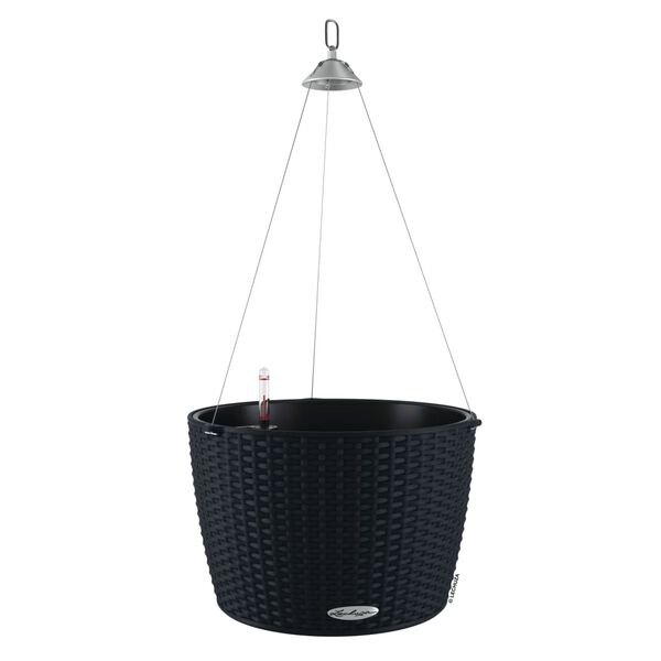 LECHUZA Hanging Planter NIDO Cottage 35 ALL-IN-ONE Graphite Black