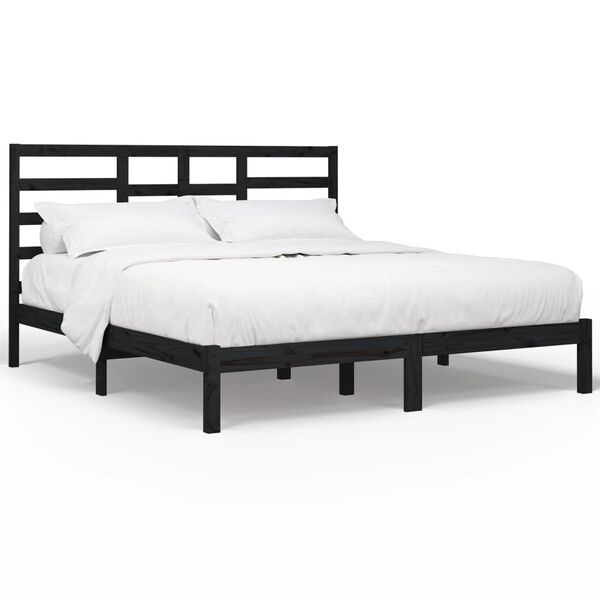 vidaXL Bed Frame without Mattress Black Solid Wood 200x200 cm