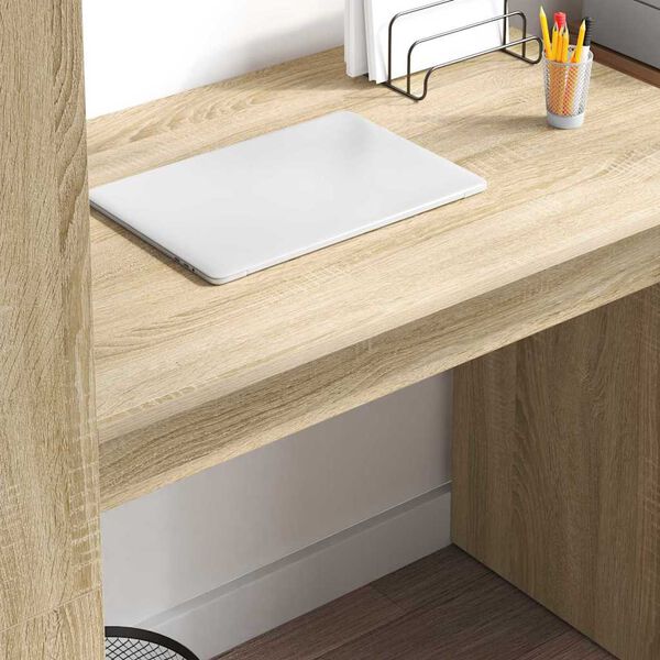 vidaXL Desk with Shelf Sonoma Oak 113 x 54 x 120 cm Engineered Wood