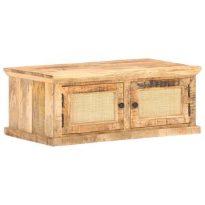 vidaXL Coffee Table | Natural Wood | Solid Mango Wood and Natural Cane
