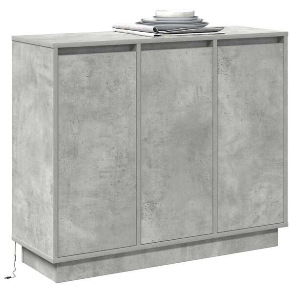 vidaXL LED Sideboard Concrete Grey 90 x 32 x 75 cm Engineered Wood