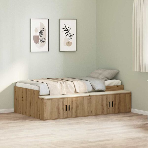vidaXL Bed Frame with Drawer Artisan Oak 100 x 200 cm Engineered Wood
