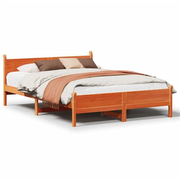 vidaXL Bed Frame without Mattress Wax Brown 120x200 cm Solid Wood Pine