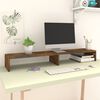 vidaXL Monitor Stand Smoked Oak 110x23.5x9 cm Engineered Wood