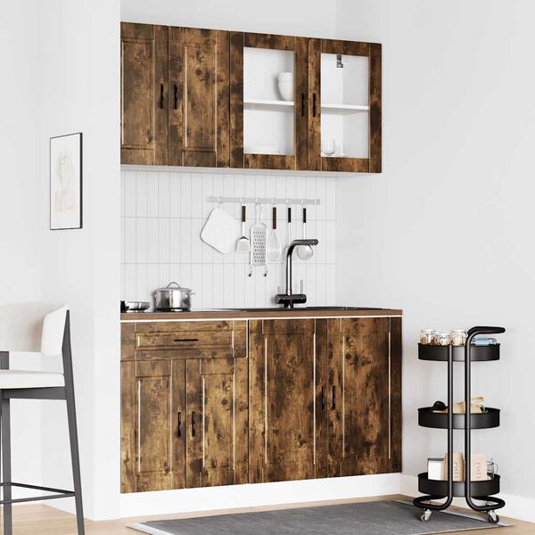 vidaXL 4 Piece Kitchen Cabinet Set Porto Smoked Oak Engineered Wood
