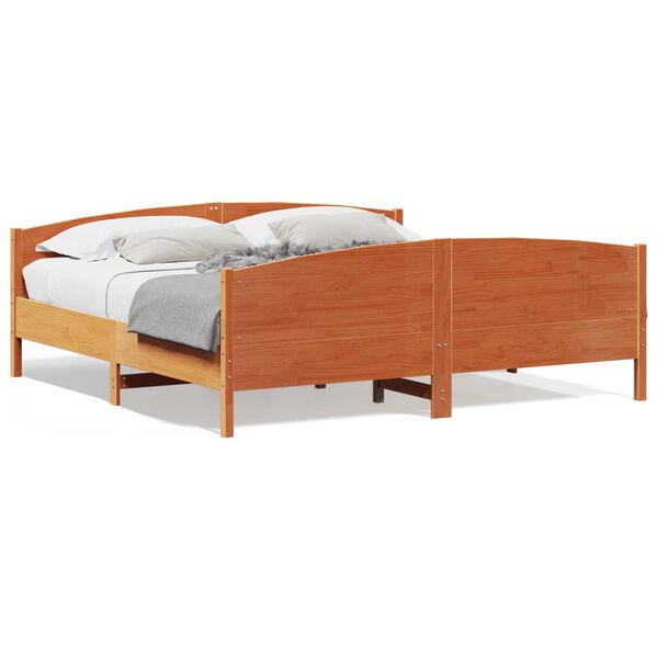 vidaXL Bed Frame without Mattress Wax Brown 180x200 cm Super King Solid Wood Pine