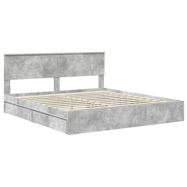 vidaXL Storage Bed Concrete Grey 180 x 200 cm Engineered Wood