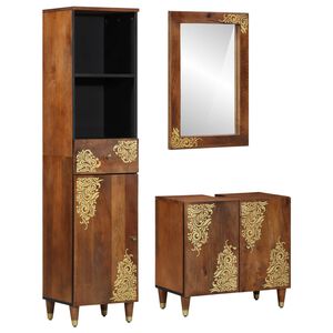 vidaXL Bathroom Cabinet Set 3 pcs Honey Brown Solid Mango Wood