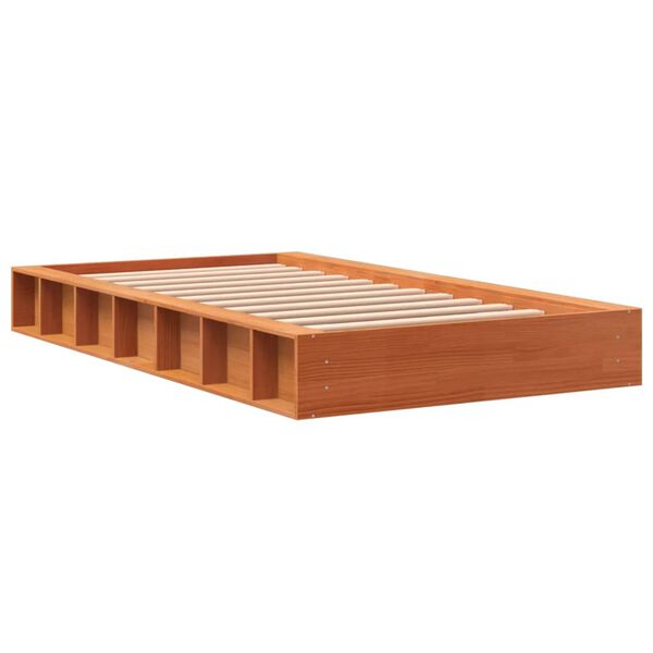 vidaXL Bed Frame without Mattress Wax Brown 75x190 cm Small Single Solid Wood Pine