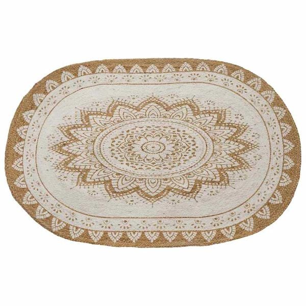 vidaXL Jute Rug Floral Natural 122 x 183 cm Jute
