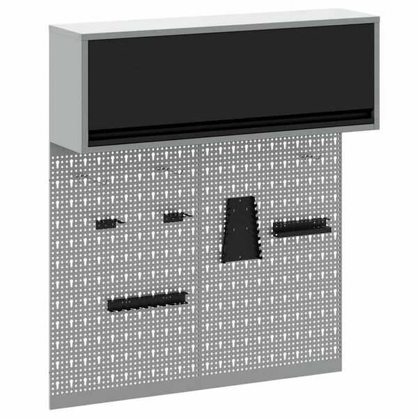 vidaXL Tool Cabinet and Pegboard Set 3 pcs Black 100 x 25 x 115 cm