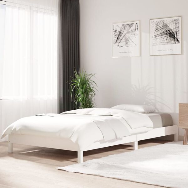 vidaXL Stack Bed without Mattress White 100x200 cm Solid Wood Pine