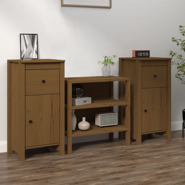 vidaXL Sideboards 2 pcs Honey Brown 40x35x80 cm Solid Wood Pine