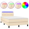 vidaXL Box Spring Bed with Mattress&LED Cream 120x200cm Fabric