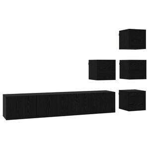 vidaXL TV Cabinet Set 6 pcs Black Oak Engineered Wood