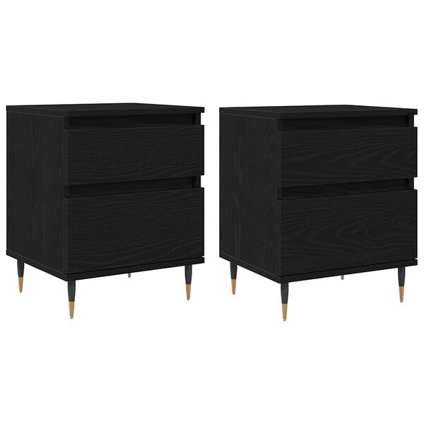 vidaXL Bedside Cabinet 2 pcs Black Oak 40 x 35 x 50 cm Engineered Wood