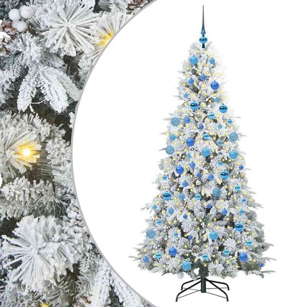vidaXL Artificial Hinged Christmas Tree White 180 cm PE and PVC