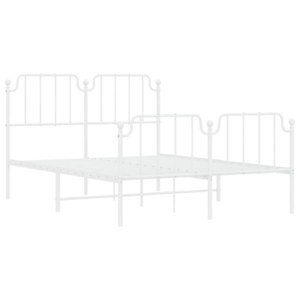 vidaXL Metal Bed Frame without Mattress with Footboard White 140x200cm