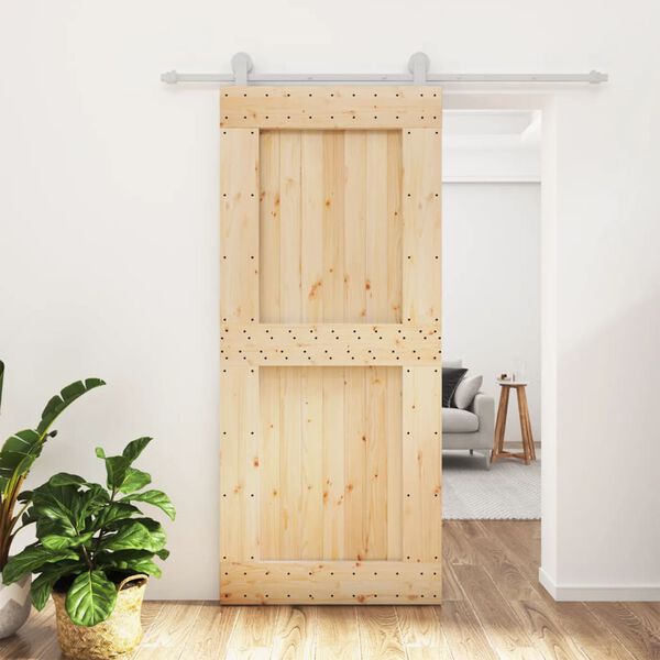 vidaXL Sliding Door with Hardware Set 90x210 cm Solid Wood Pine