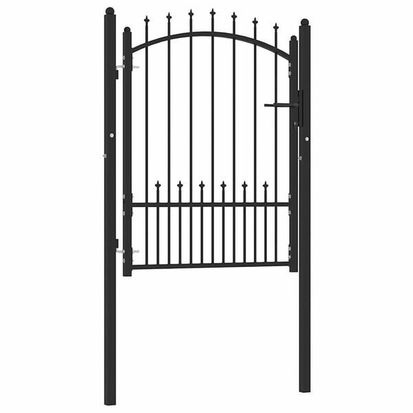 vidaXL Fence Gate with Spikes Black 100 x 125 cm Powder-coated steel