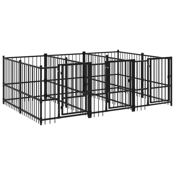 vidaXL Outdoor Dog Kennel Steel 5.63 m&sup2;