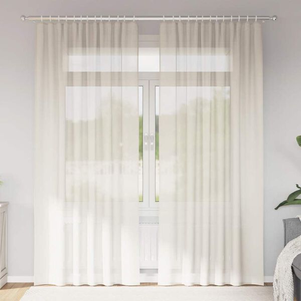 vidaXL Voile Curtains with Rod Pockets 2 pcs Cream
