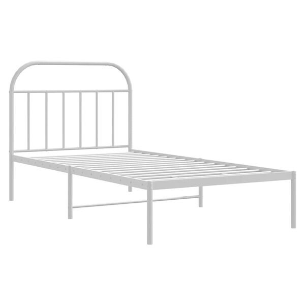 vidaXL Metal Bed Frame without Mattress with Headboard White 100x190cm