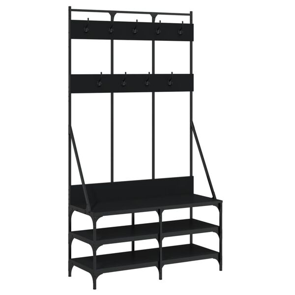vidaXL Clothes Rack with Shoe Storage Black 100x40x184 cm