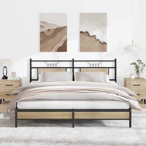 vidaXL Bed Frame without Mattress Sonoma Oak 183x213 cm Engineered Wood