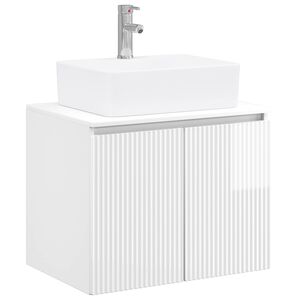vidaXL Bathroom Furniture Set High Gloss White Engineered Wood