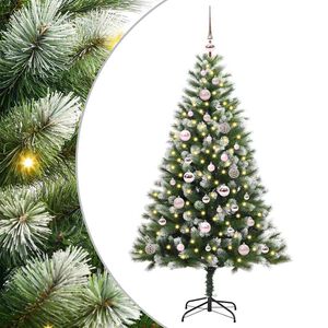 vidaXL Artificial Hinged Christmas Tree with Flocked Snow 150 cm