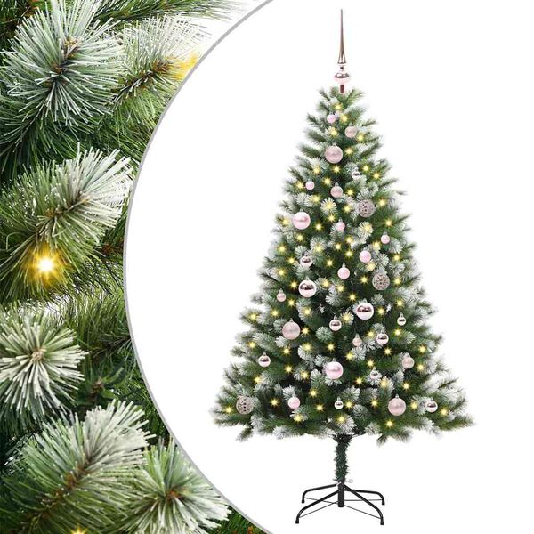 vidaXL Artificial Hinged Christmas Tree with Flocked Snow 150 cm