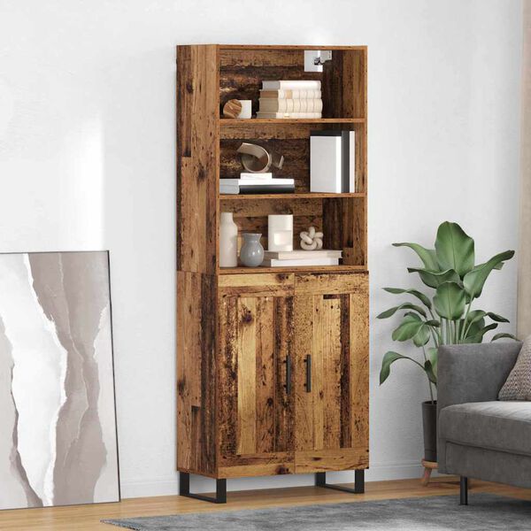 vidaXL Highboard Old Wood 69.5 x 34 x 180 cm Engineered Wood
