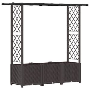vidaXL Raised Bed with Trellis and Roof Brown 162.5 x 40 x 136 cm PP