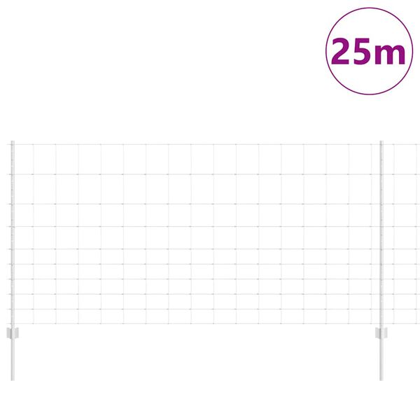 vidaXL Fence with Post Silver 1.2 x 25 m Steel