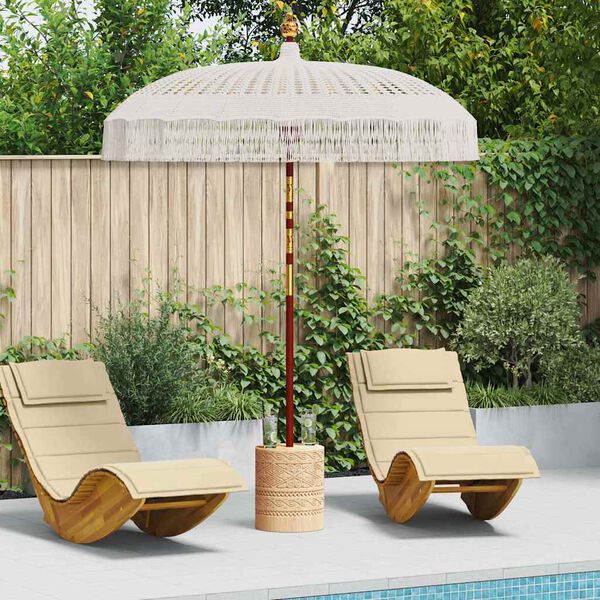 vidaXL Macrame Parasol Cream 190 x 190 x 260 cm
