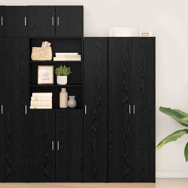 vidaXL Highboard Black oak 30 x 42.5 x 185 cm Engineered wood