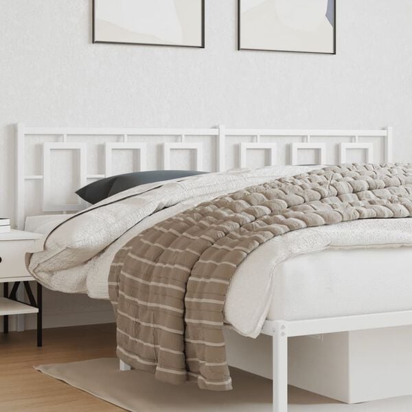 vidaXL Metal Replace Headboard White 200 cm